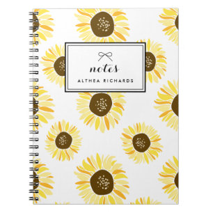 Espiral Os girassóis modelam o caderno personalizado