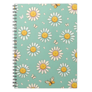 Espiral Padrão Fofo de Margarida & Borboleta | Caderno Esp
