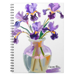 Espiral PERSONALISE Flores de Íris Roxo em um Caderno de V