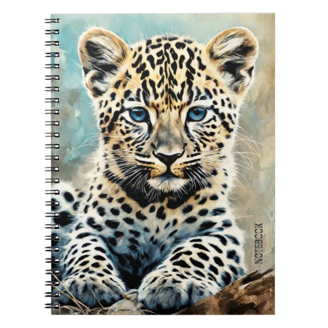 Espiral PERSONALIZAÇÃO: Cubo-leopardo-bonito | Caderno (Frente)