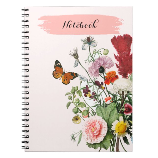Espiral PERSONALIZAR: Flores + Borboleta | Caderno (Frente)