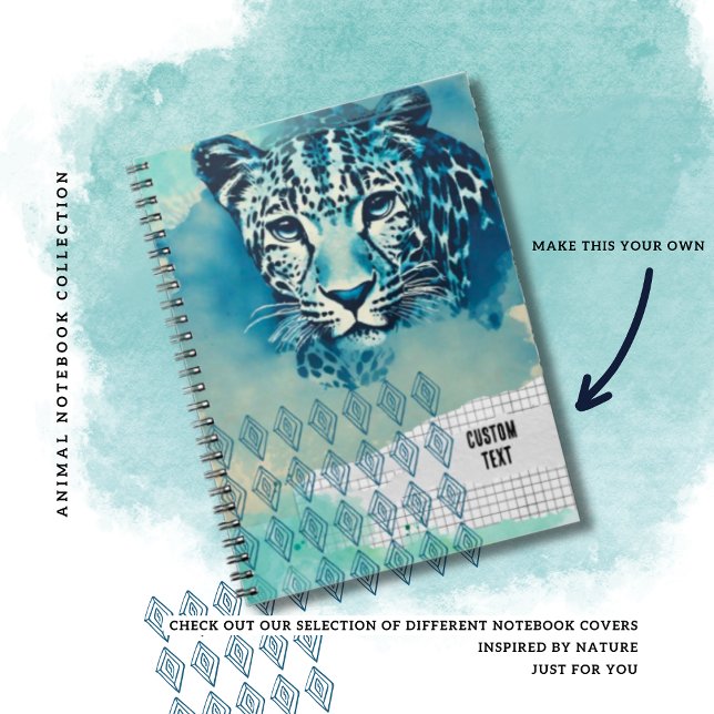 Espiral PERSONALIZE Caderno Diário Leopardo Azul (Criador carregado)
