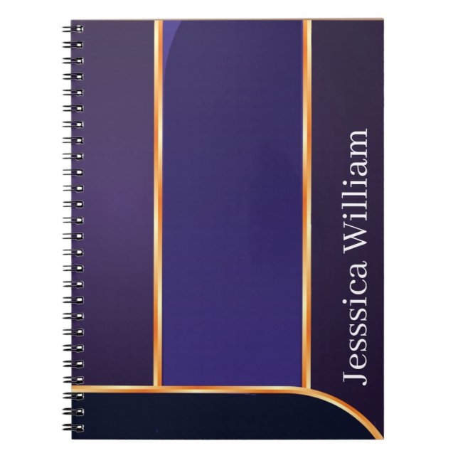 Espiral Personalize Seu Nome Elegante Caderno Roxo de Esco (Frente)