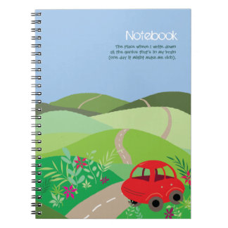 Espiral Pouco carro vermelho no caderno de Rolling Hills