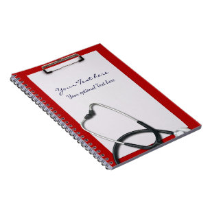 Espiral Prancheta médica com estetoscópio - caderno