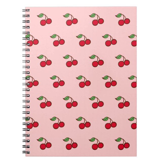 Espiral Presente de Diário de Caderno Escolar Rosa Cereja  (Frente)