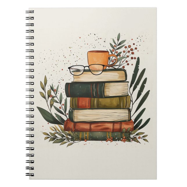 Espiral Presente de Professor  Pilha de Livros Caderno – V (Frente)