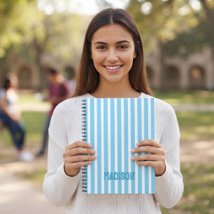 Espiral Presente Préppy para Meninas, Caderno Personalizad
