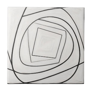 Espiral Quadrada Abstrata Preto e Branco