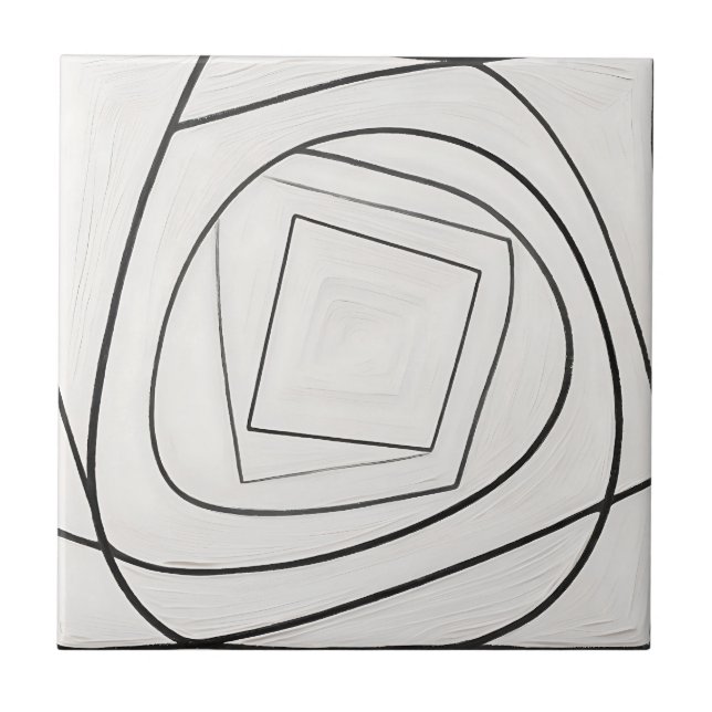 Espiral Quadrada Abstrata Preto e Branco (Frente)