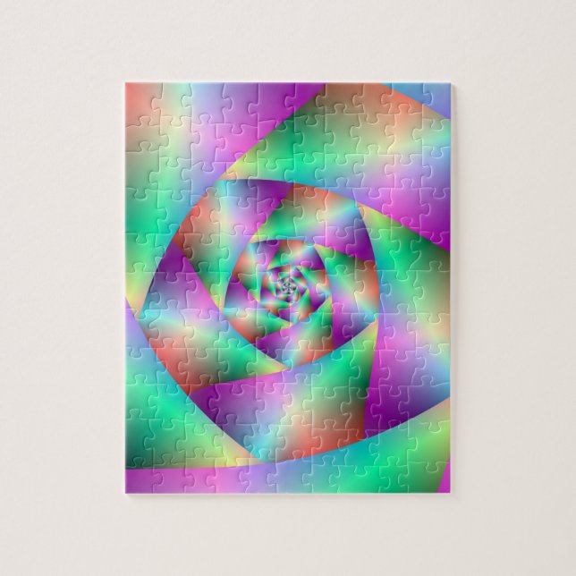 Espiral quebra-cabeça em Turquesa e Rosa (Vertical)