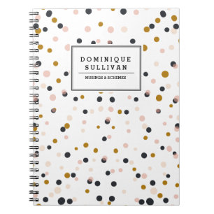 Espiral Rosa, ouro & confetes roxos caderno personalizado