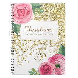 Espiral Rosas bonito da Aquarela e caderno do brilho