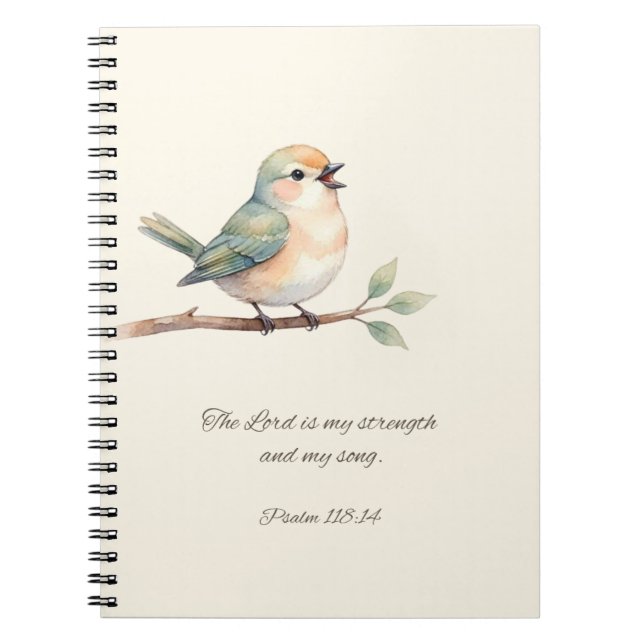 Espiral Salmo 118:14 com Caderno de Pássaros (Frente)