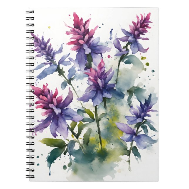 Espiral Salvia - Caderno de flores de aquarela (Frente)