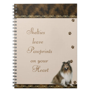 Espiral Shelties Pawrints em seu ~brown do caderno do