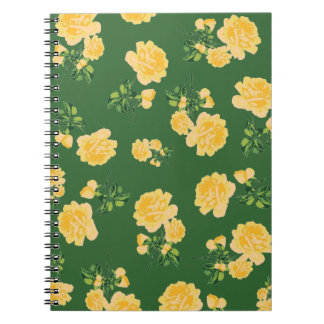 Espiral Teste padrão floral dos rosas amarelos no caderno
