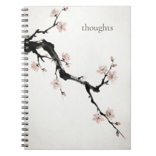 Espiral Tinta Sumi-E   Flor de Cerejeira   Caderno Diário