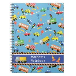 Espiral Transporte Azul.  Caderno