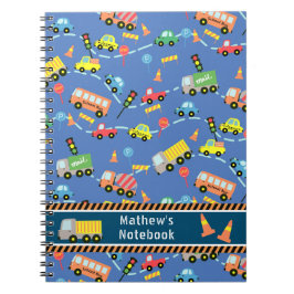 Espiral Transporte Azul.  Caderno