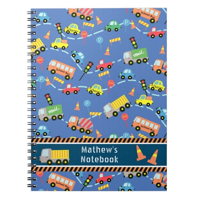 Espiral Transporte Azul.  Caderno (Frente)
