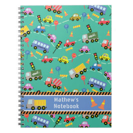 Espiral Transporte Azul.  Caderno