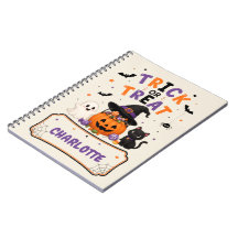 Trick or Treat Laranja Caderno de Halloween Person