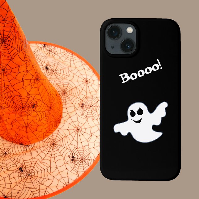 Espírito Branco assustador para o Dia das Bruxas (Scary Cute Ghost With Custom Text Line for Halloween Phone Case)