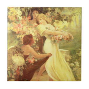 Espírito de Alphonse Mucha do azulejo do primaver