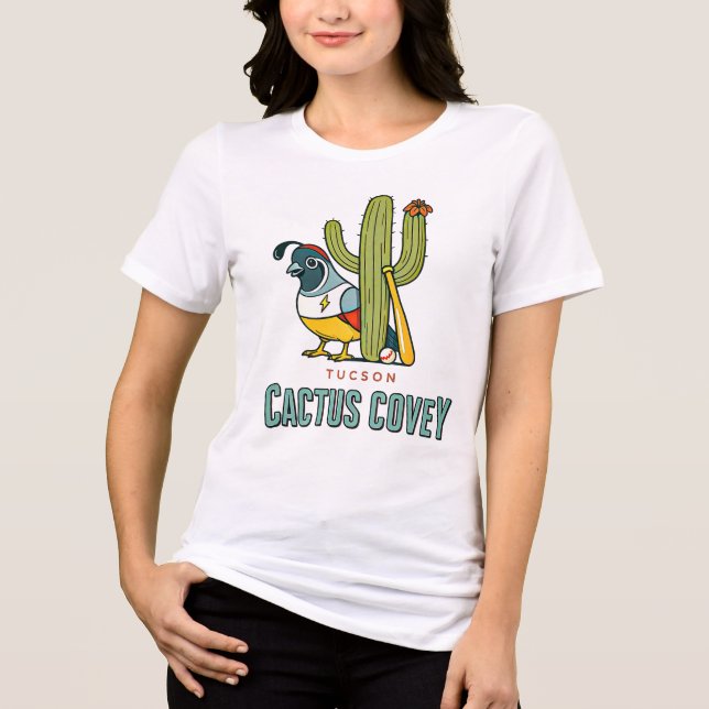 Espírito do Deserto: Tucson Quail & Cactus Tee (Frente)