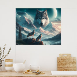 Espírito do Poster de Arte AI dos Lobos