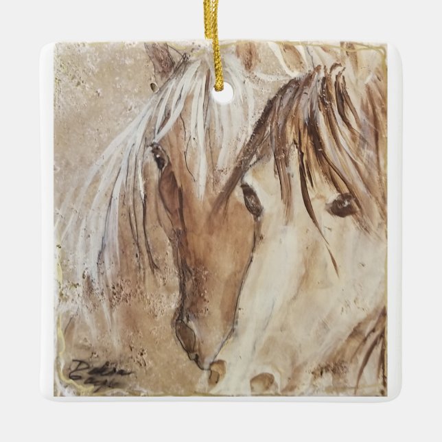 "Espírito Selvagem" Enfeite de Cerâmica Mustang (Frente)