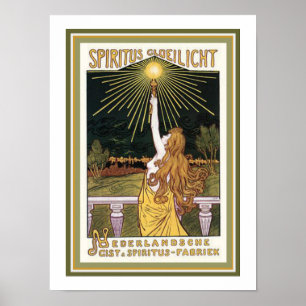 Espiritus Gloelicht Art Nouveau Ad Poster 12 x 16