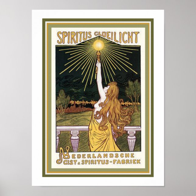 Espiritus Gloelicht Art Nouveau Ad Poster 12 x 16 (Frente)