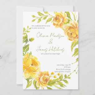 Esplêndido Convite de Casamento Floral Amarelo