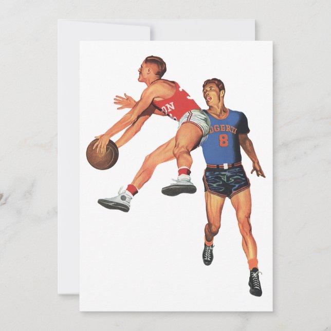 Esportes Antigos, Jogadores de Basquete em um Jogo (Frente)