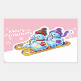 Esportes de neve com adesivo retangular de Natal.