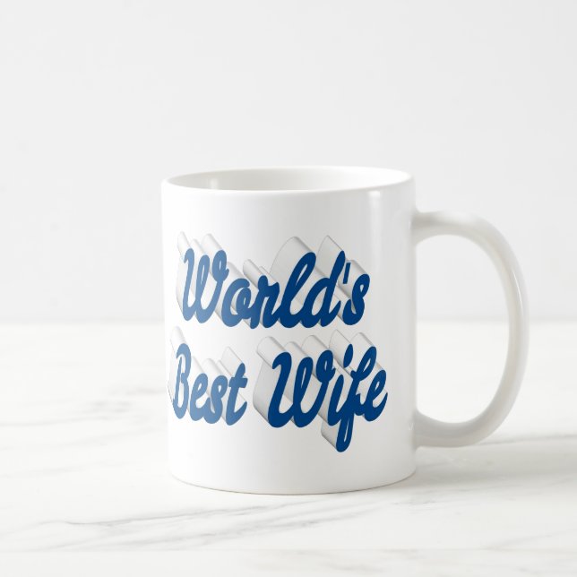 Esposa com caneca de café com metade do texto azul (Direita)