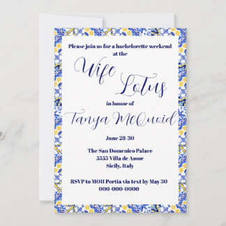 "Esposa" Convite para Festa de solteira Lotus