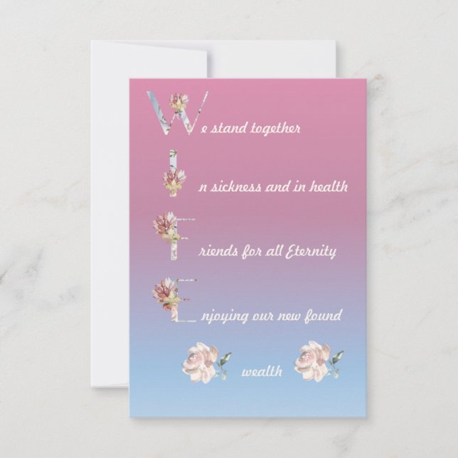 Esposa Manutenção exclusiva de cartão de poema (Frente)