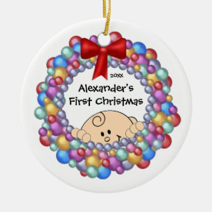 Espreitando enfeites de natal do bebê do bebê os