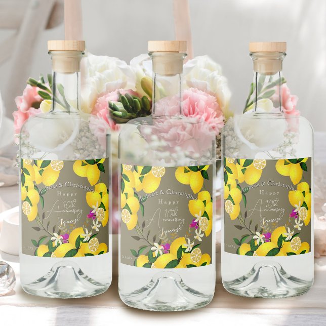 Espremedor de Limão  (10th Wedding Anniversary Lemon Squeeze Liquor Label)