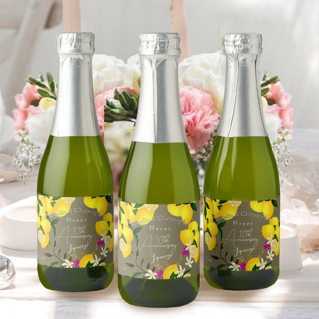 Espremedura de limão  (10th Wedding Anniversary Lemon Squeeze Sparkling Wine Label)