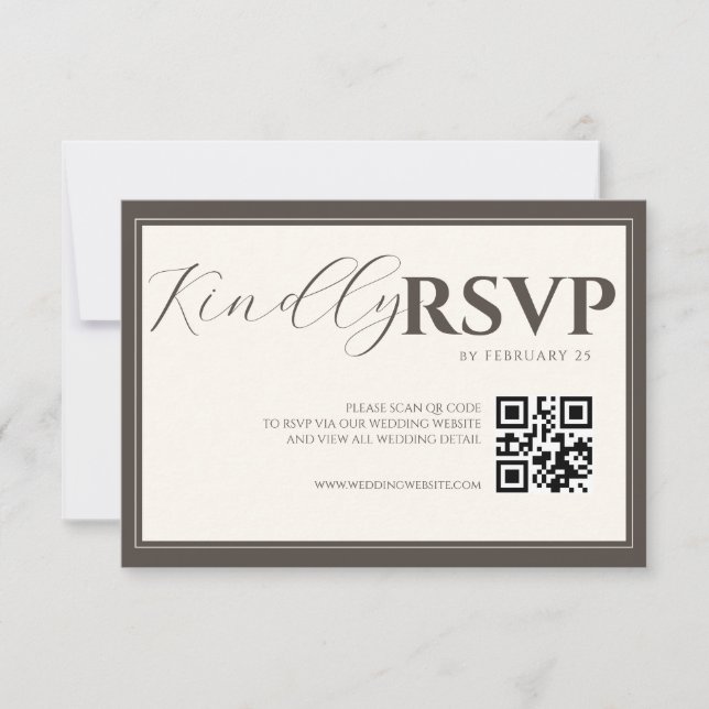 Espresso Classic Minimalist Wedding QR Code RSVP (Frente)
