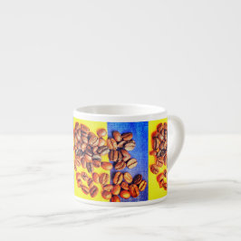 Espresso Grãos de Café Amarelo Azul Textura Xícara de Expre