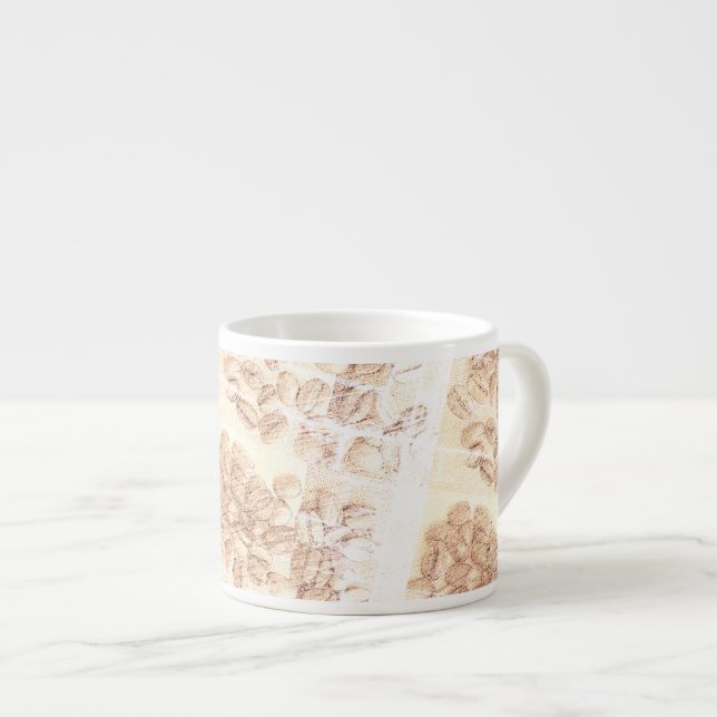 Espresso Grãos de Café Amarelo Desbotado Textura Xícara de  (Frente Esquerda)