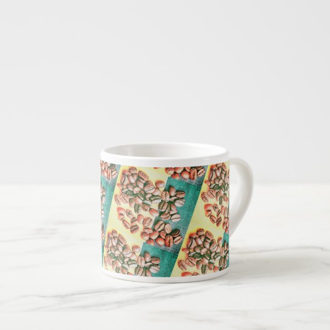 Espresso Grãos de Café Amarelo Verde Textura Xícara de Expr (Frente Esquerda)
