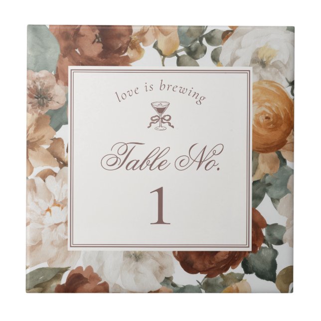 Espresso Martini Love Brewing Wedding Table Number (Frente)