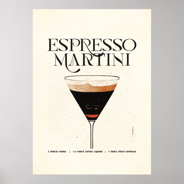 Espresso Martini Poster Clássico de Cocktail (Frente)