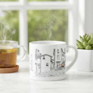 Espresso Xícara de Café Personalizada com Paisagem Urbana